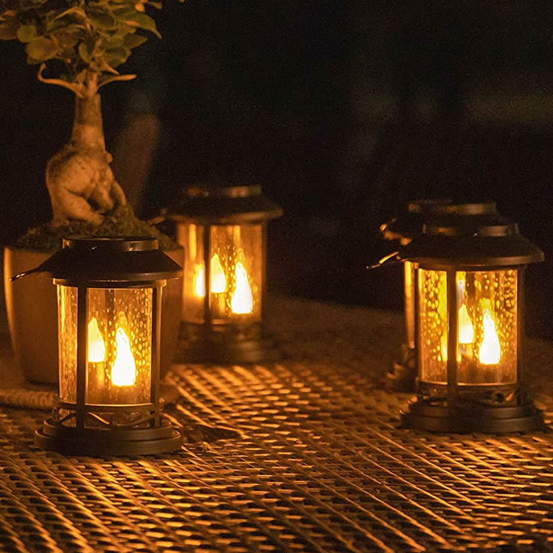 Christmas Gift Tent Lights Solar Candle Flame Flashing Walkway Light