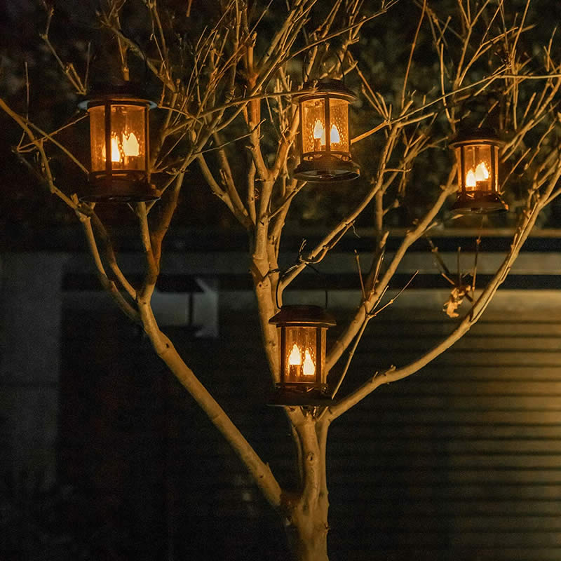 Christmas Gift Tent Lights Solar Candle Flame Flashing Walkway Light