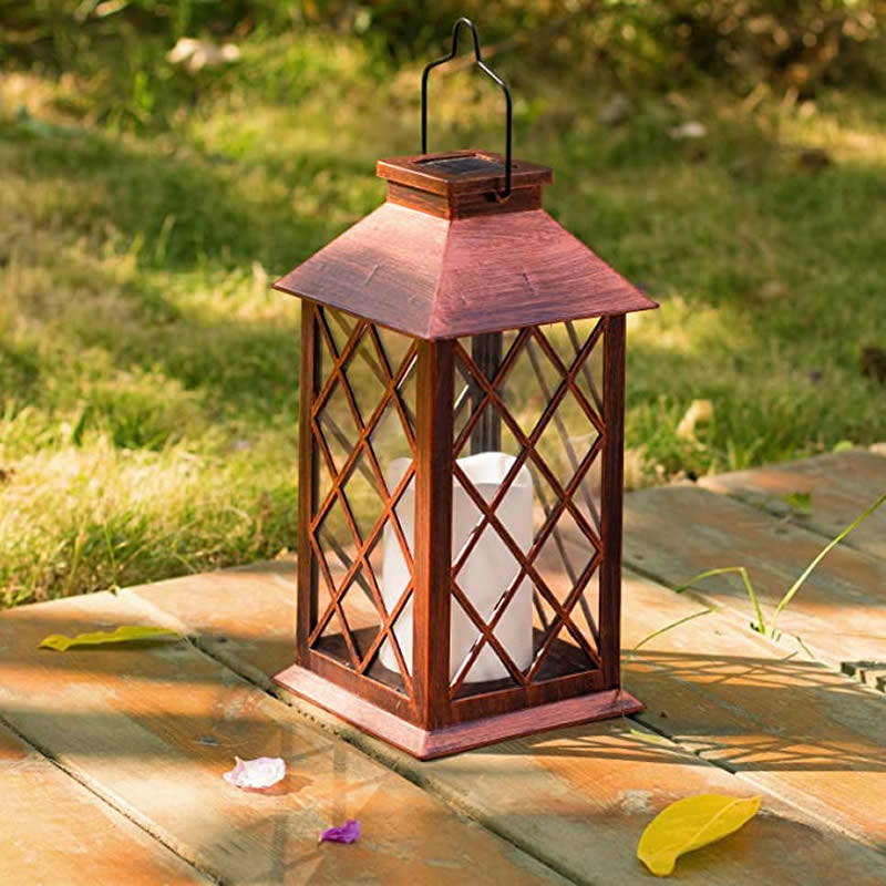 Garden Retro Solar Lantern Lights Courtyard Electronic Candle Hanging Light