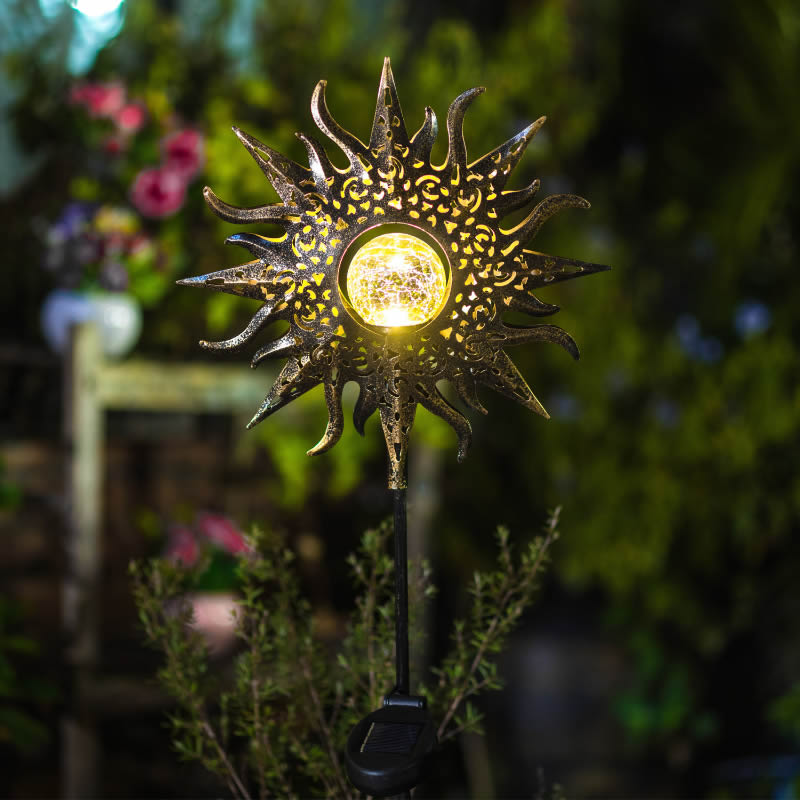 Garden Retro Sun Shape Solar Lights Outdoor Waterproof Decorative Landscape Lights