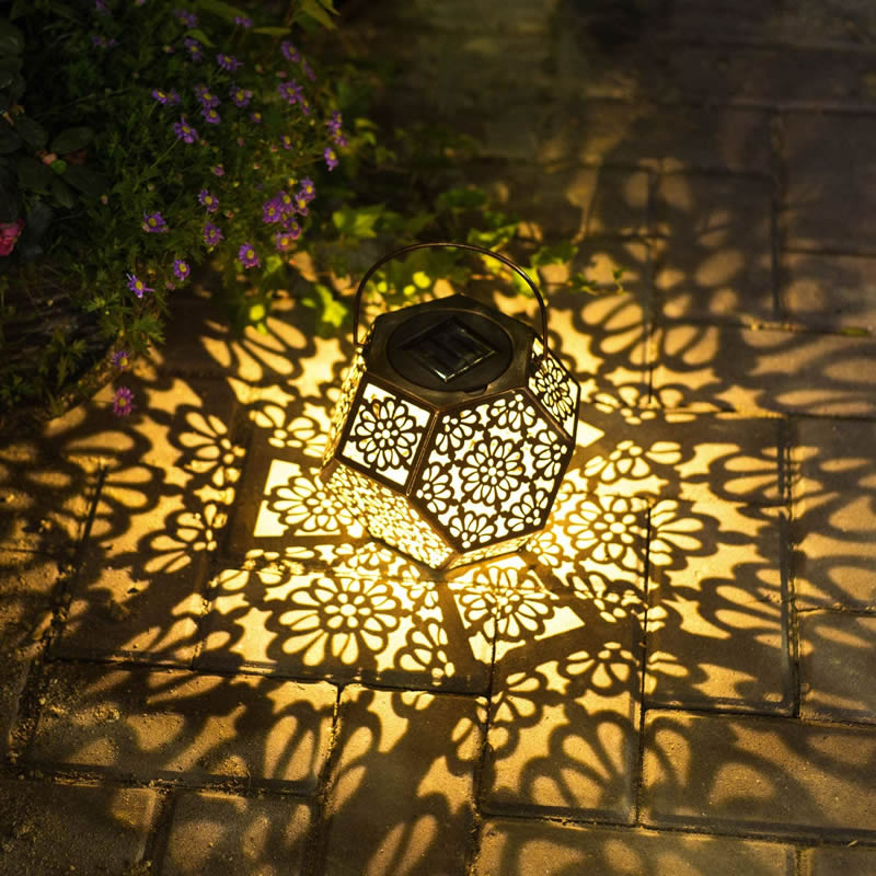 Geometric Lantern Solar Hanging Light Terrace Balcony Atmosphere