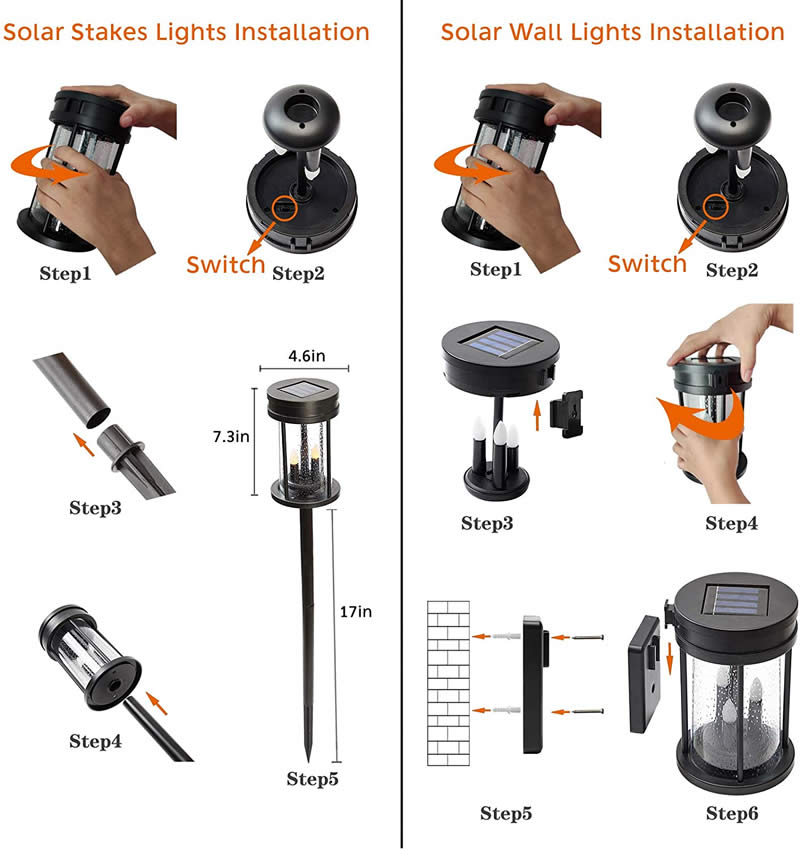 Romantic Christmas Gift Burning Flame Lights For Yard Lawn Pathway Wall Light