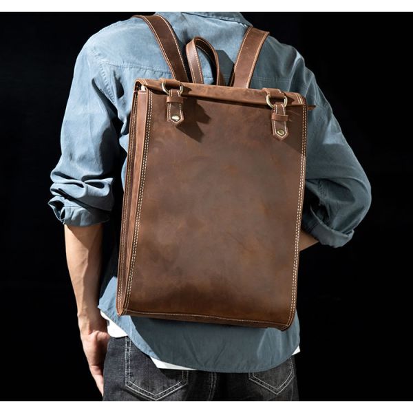 Handmade leather deals laptop bag