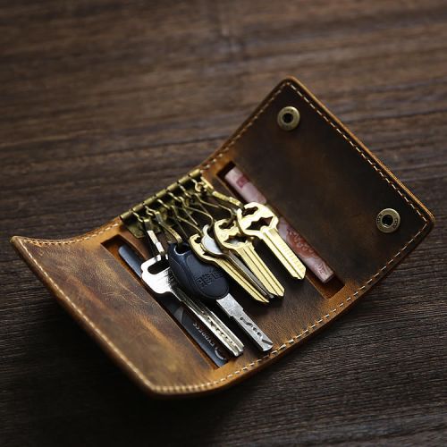 Handcrafted Retro Leather Key Case Wallet 