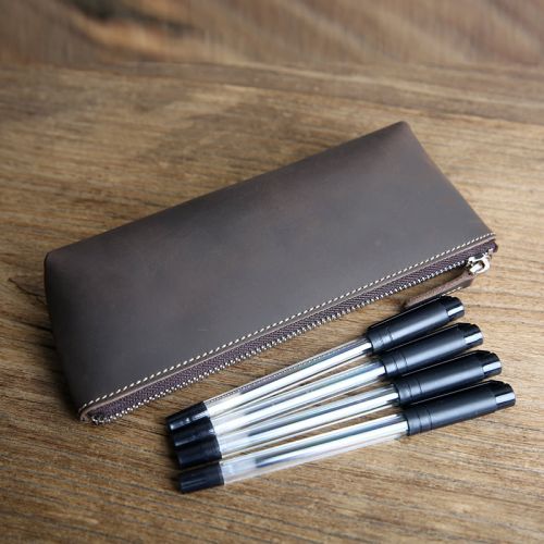 Handmade Crazy Horse Leather Pencil Case