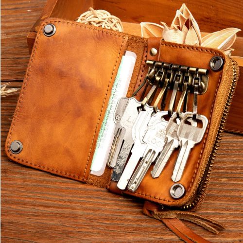 Handmade Retro Cowhide Key Case Small Wallet