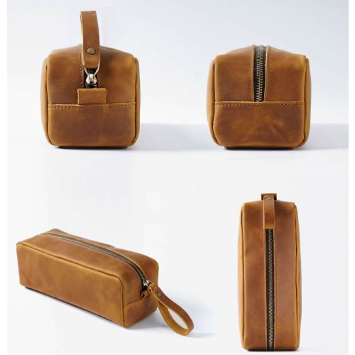 Retro large-capacity leather storage bag, pencil case