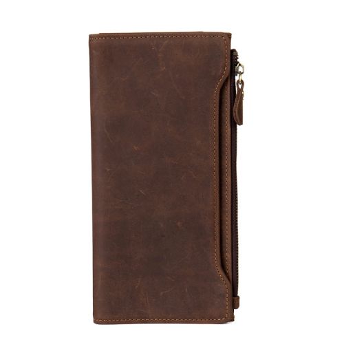 Retro Top Layer Cowhide Wallet With Phone,Card Storage