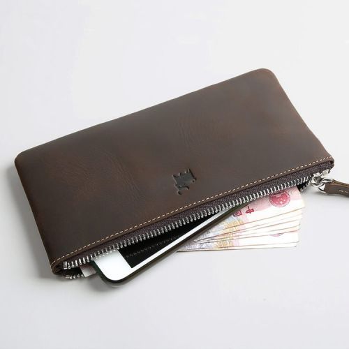 Simple Cowhide Wallet With Card Mobile Phone Storage