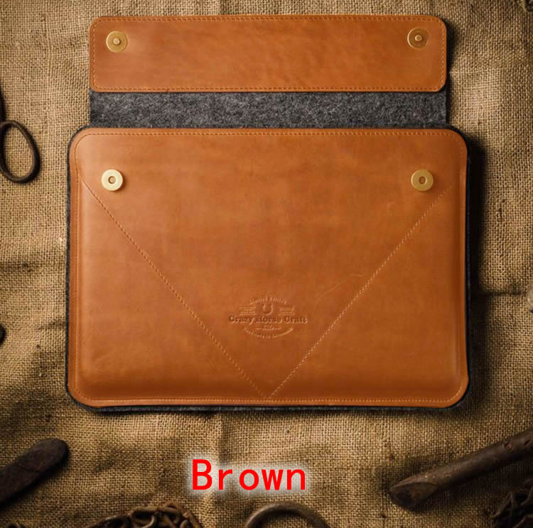 Genuine Leather Macbook Protective Sleeve Storage Bag