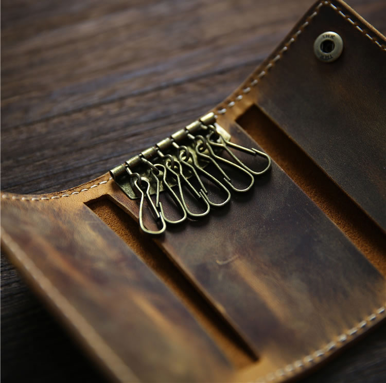 Handcrafted Retro Leather Key Case Wallet
