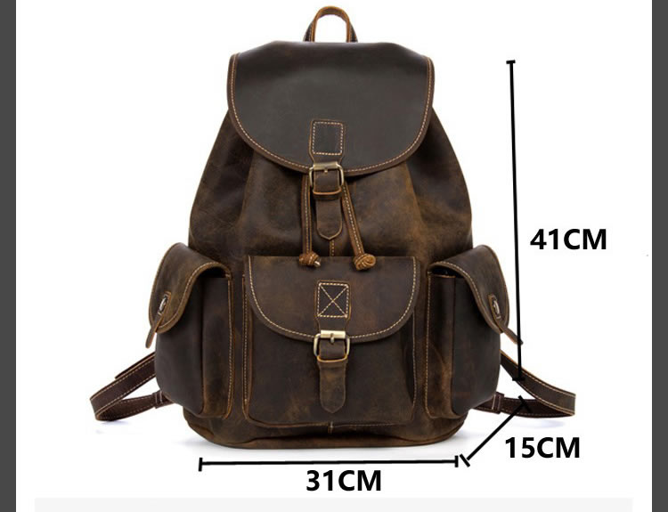 Handmade Retro Cowhide Backpack For Outdoor Travel