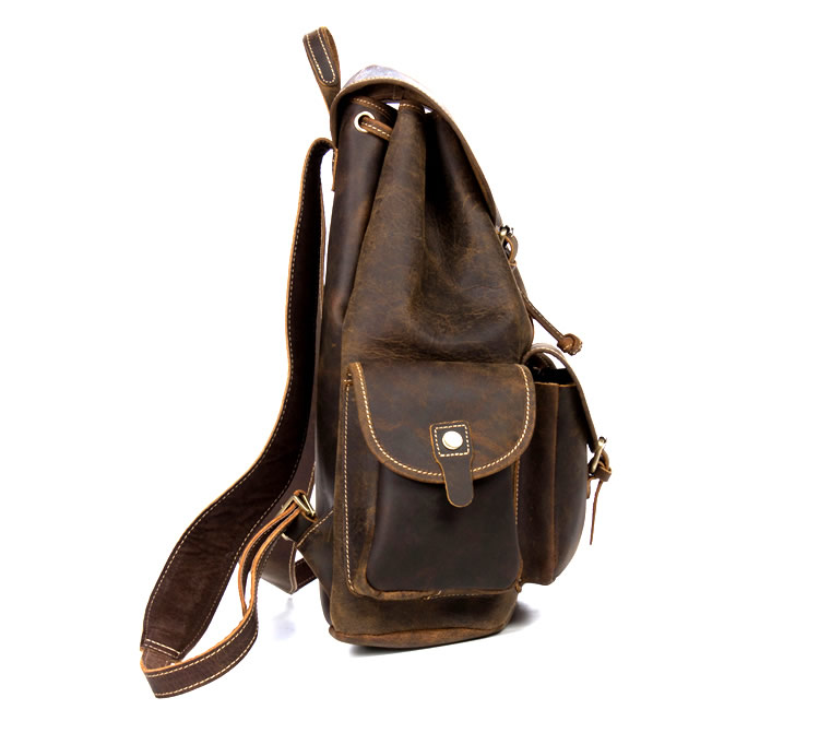 Handmade Retro Cowhide Backpack For Outdoor Travel