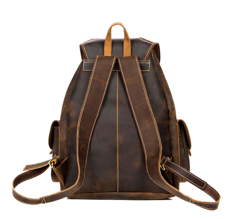 Handmade Retro Cowhide Backpack For Outdoor Travel