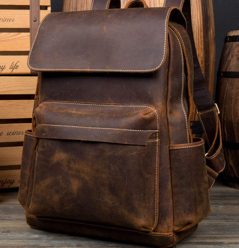 Handmade Retro Cowhide Backpack Laptop