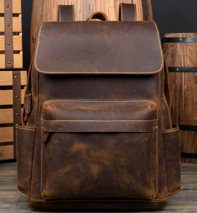 Handmade Retro Cowhide Backpack Laptop