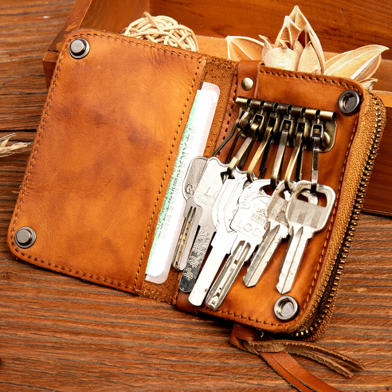 Handmade Retro Cowhide Key Case Small Wallet