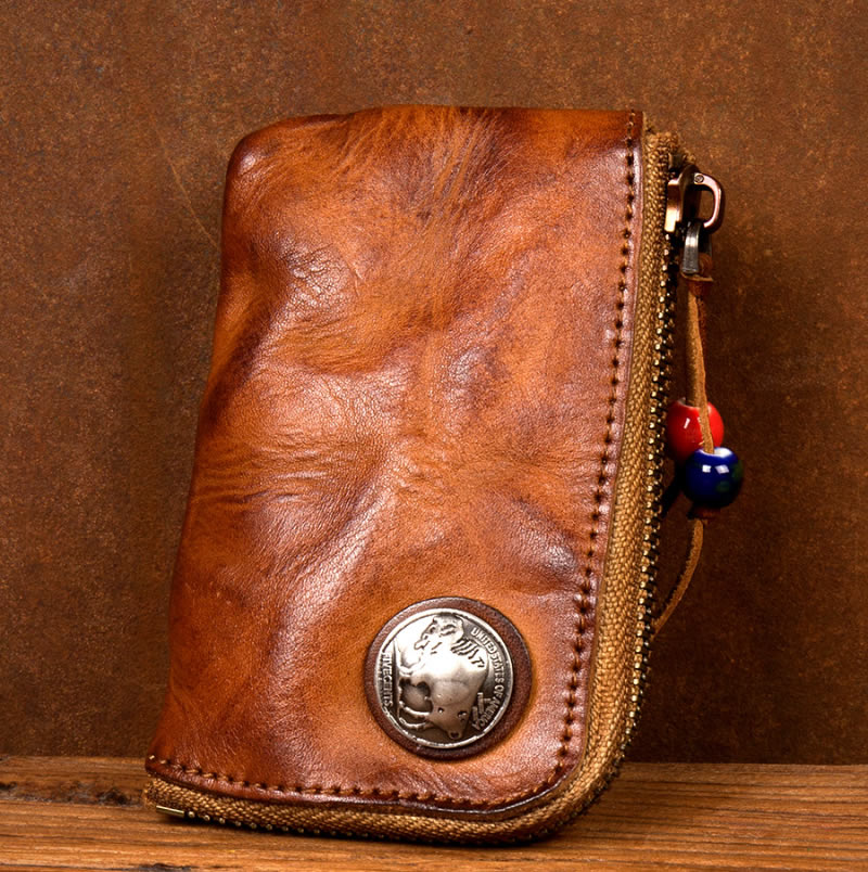 Handmade Vintage Leather Key Case,Coin Purse - Classic Design for
