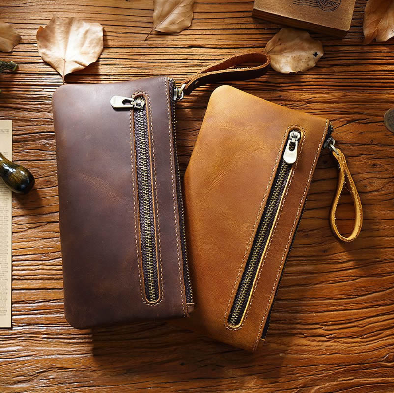 Handmade Vintage Leather Money Holder With Pen Case