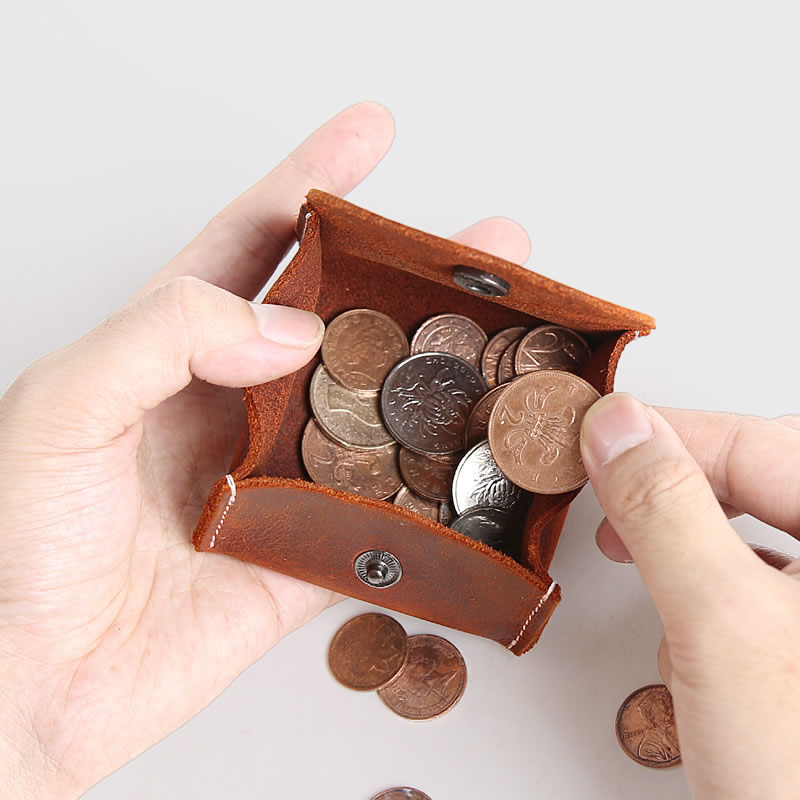 Minimalist Mini Coin Purse In Genuine Leather