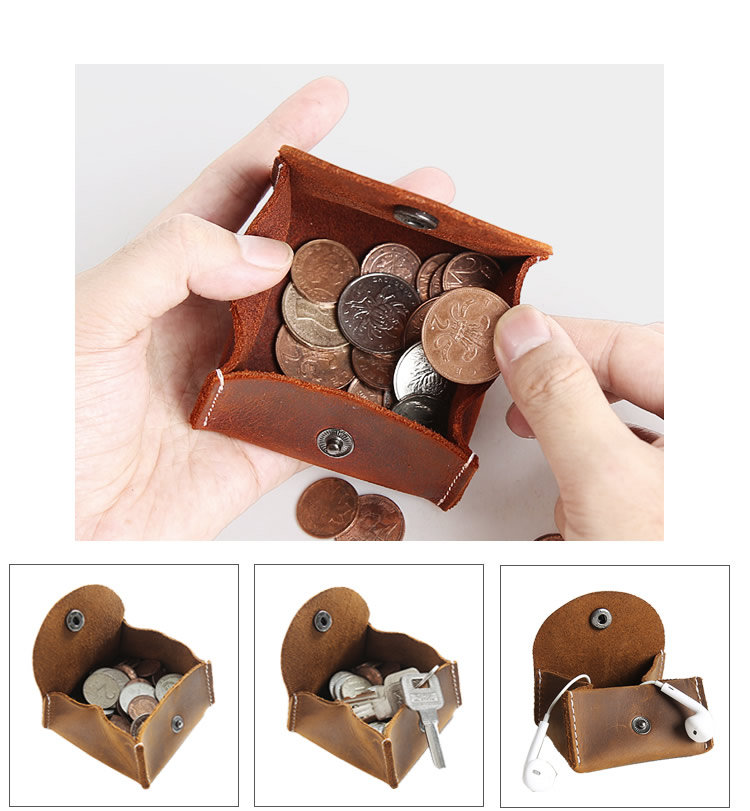 Minimalist Mini Coin Purse In Genuine Leather