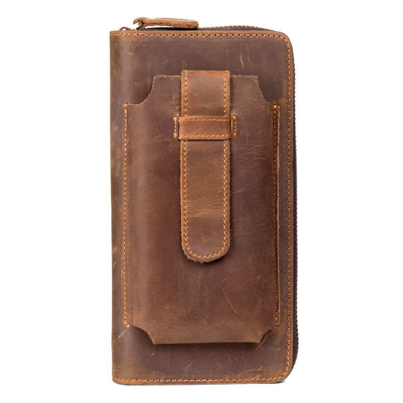 Multifunctional Retro Leather Wallet For Holding Phone And Bank Cards