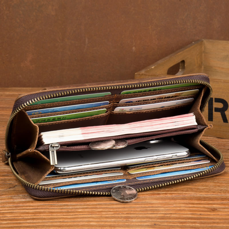 Multifunctional Retro Leather Wallet For Holding Phone And Bank Cards