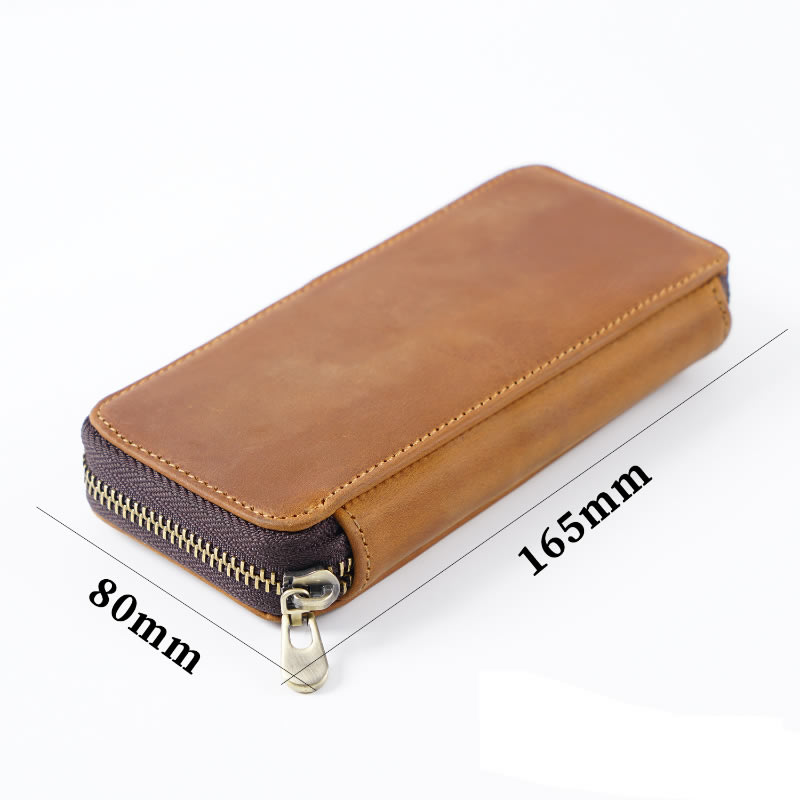 Retro Handcrafted Leather Wallet With Pen Pouch