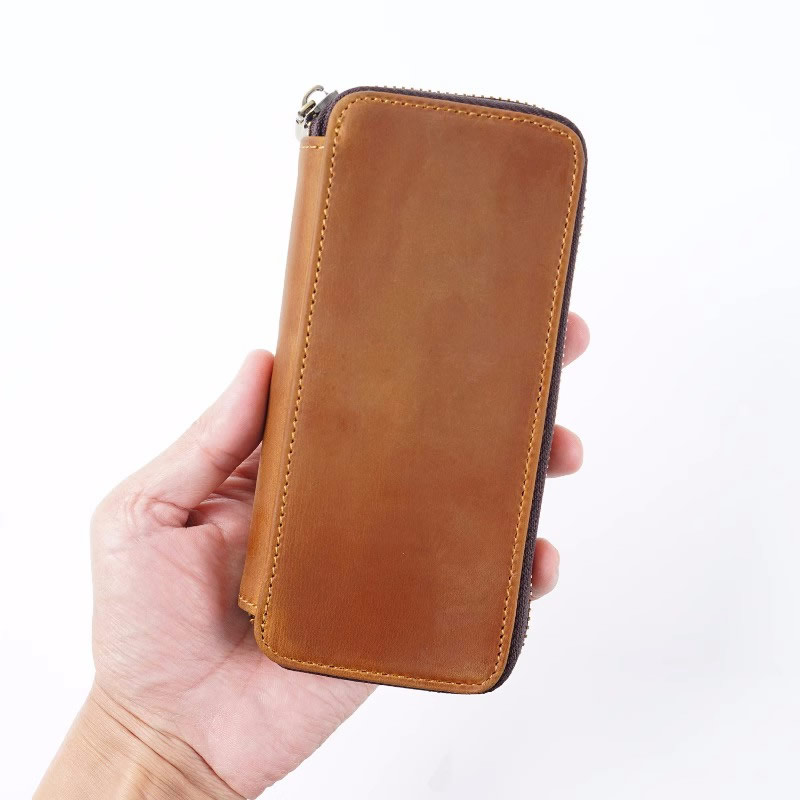 Retro Handcrafted Leather Wallet With Pen Pouch
