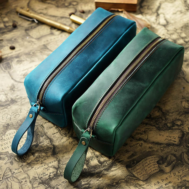 Retro Large-Capacity Leather Storage Bag, Pencil Case
