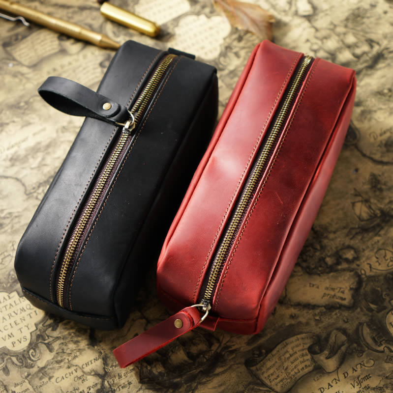 Retro Large-Capacity Leather Storage Bag, Pencil Case