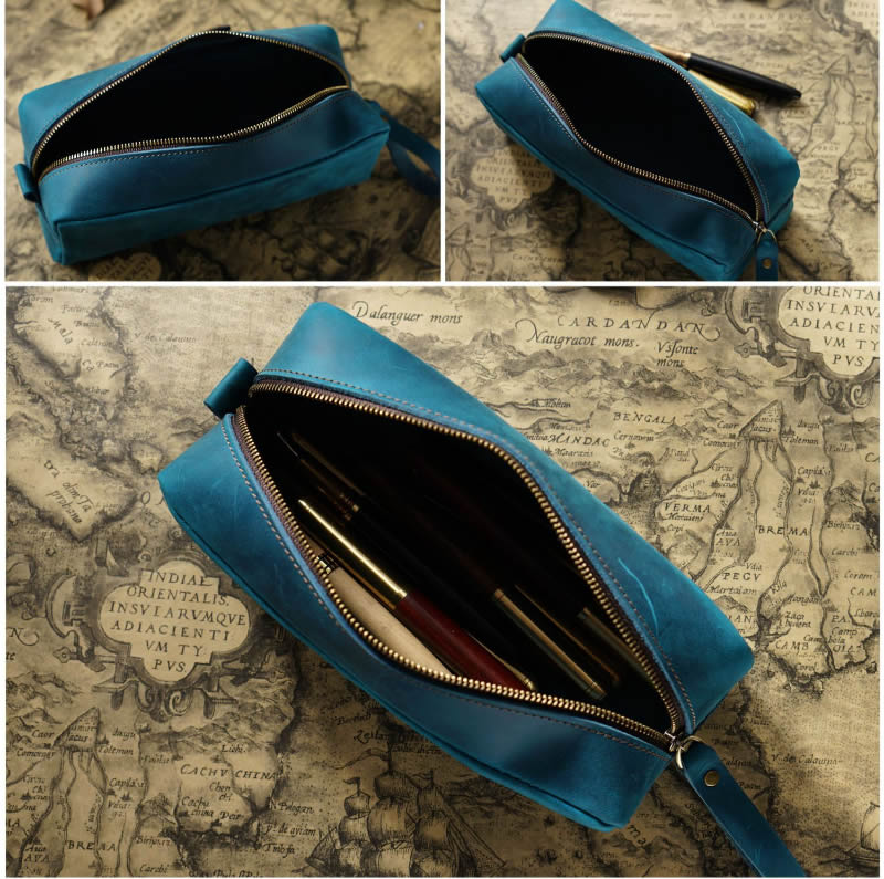 Retro Large-Capacity Leather Storage Bag, Pencil Case