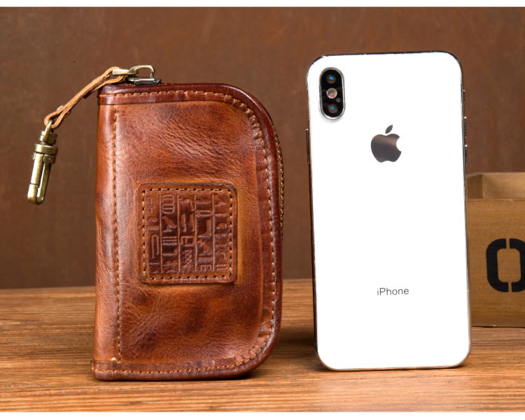 Retro Leather Key Case Card Storage Bag