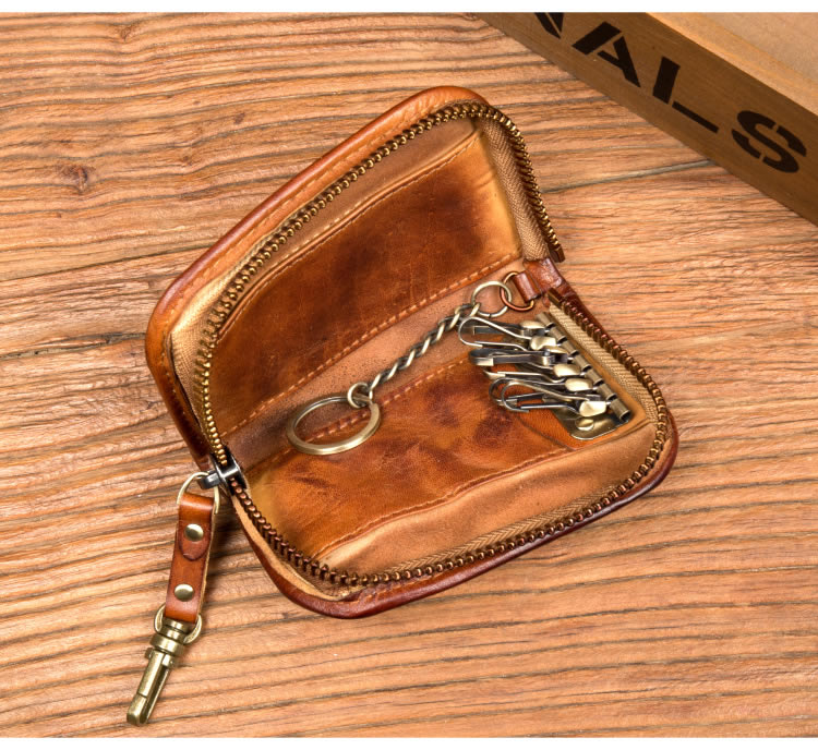 Retro Leather Key Case Card Storage Bag