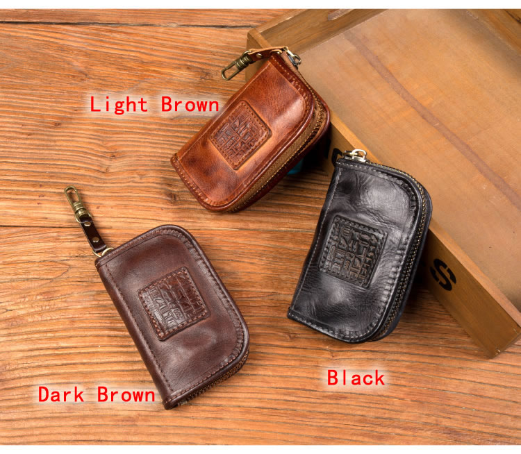 Retro Leather Key Case Card Storage Bag