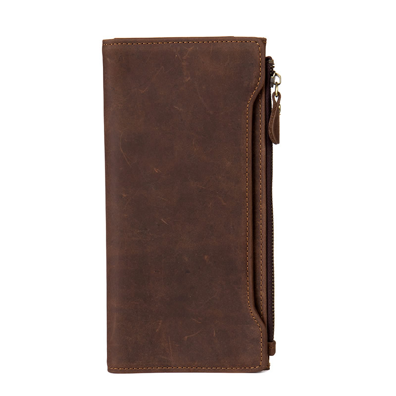 Retro Top Layer Cowhide Wallet With Phone,Card Storage