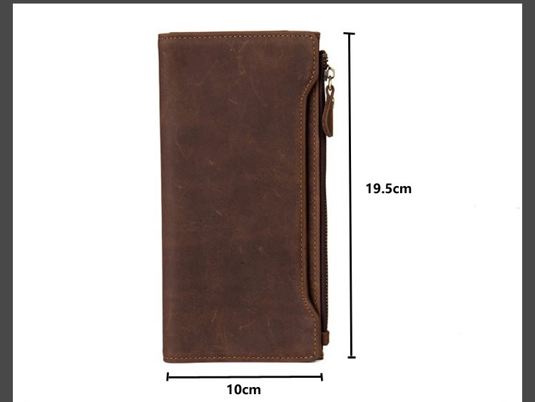 Retro Top Layer Cowhide Wallet With Phone,Card Storage