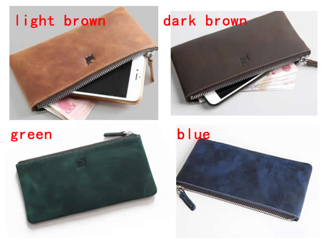 Simple Cowhide Wallet With Card And Mobile Phone Storage