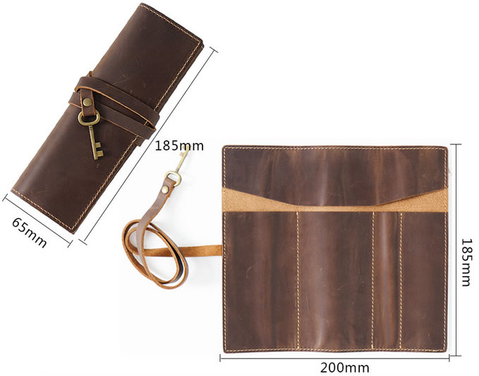 Simple Handmade Cowhide Pencil Case Stationery Storage