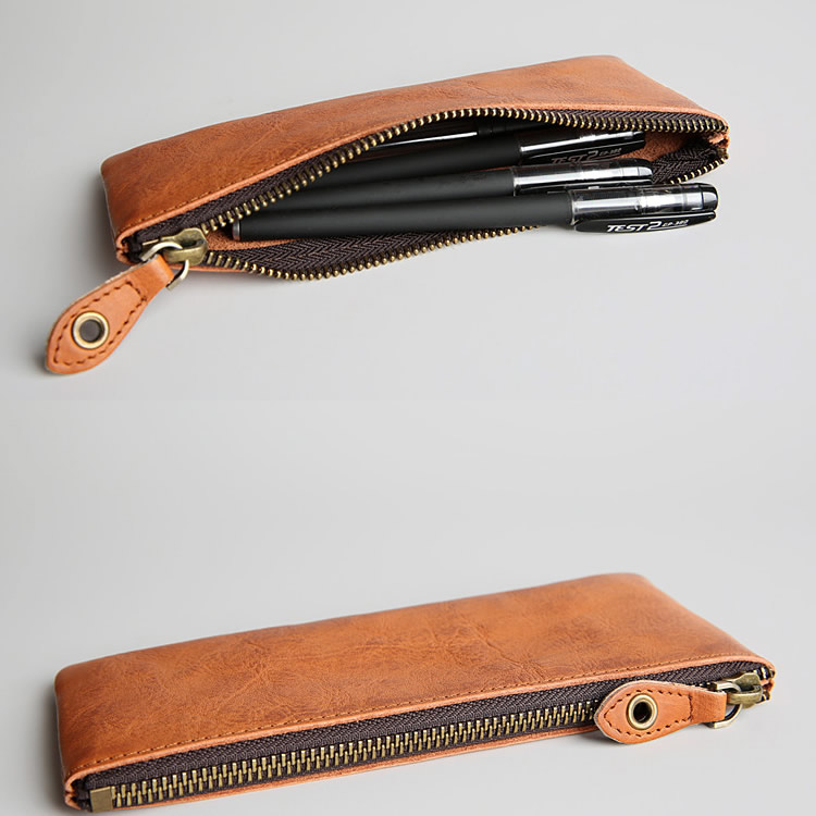 Simple Leather Pen Pouch Stationery Storage