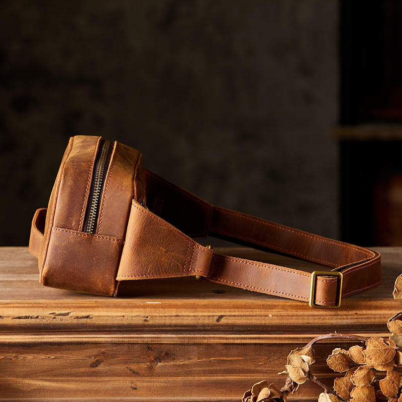 Vintage Crazy Horse Leather Shoulder Bag And Waist Pack