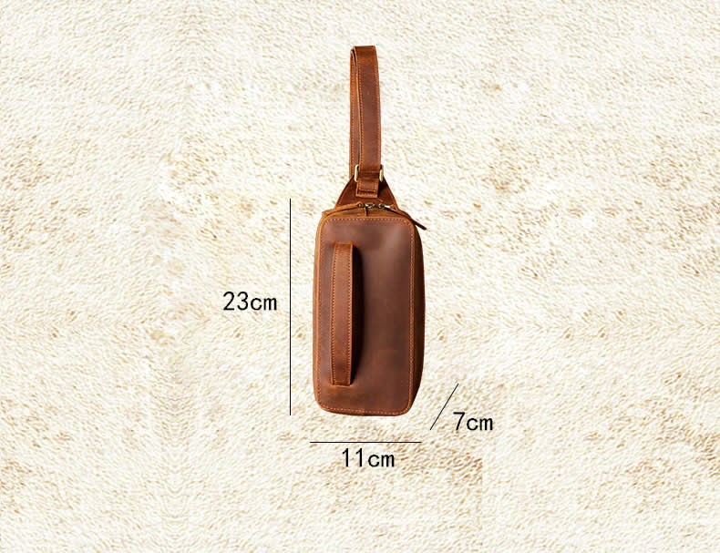 Vintage Crazy Horse Leather Shoulder Bag And Waist Pack