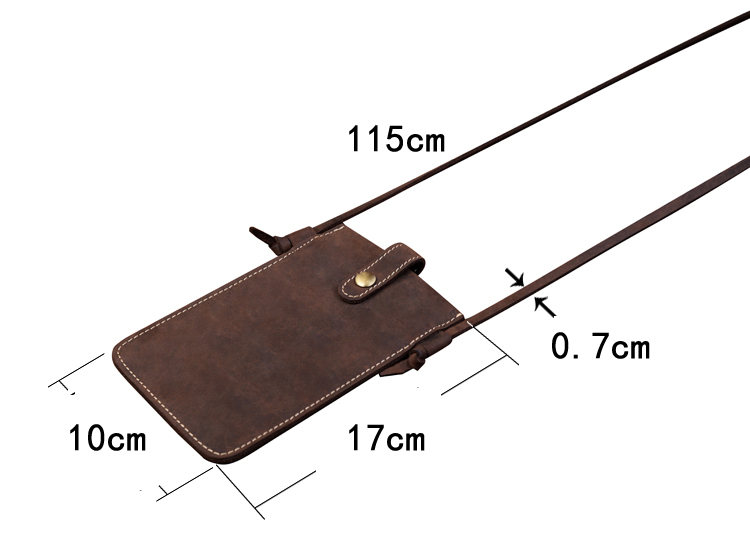 Vintage Leather Cell Phone Crossbody Bag With Crazy Horse Finish