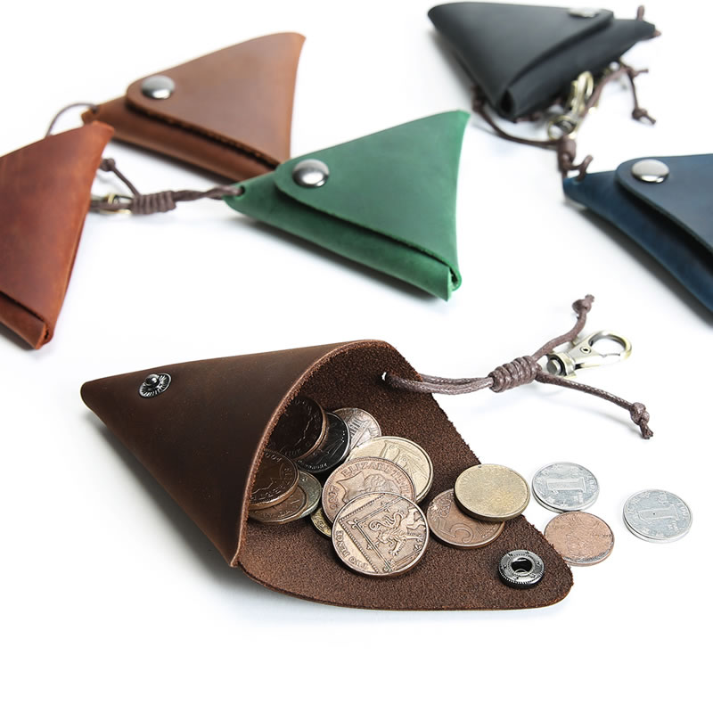 Leather triangle discount coin purse