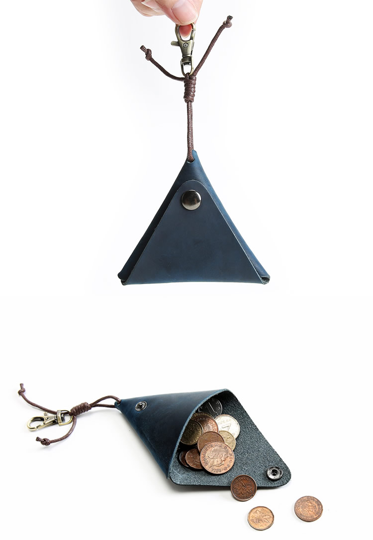 Vintage Leather Triangle Coin Holder