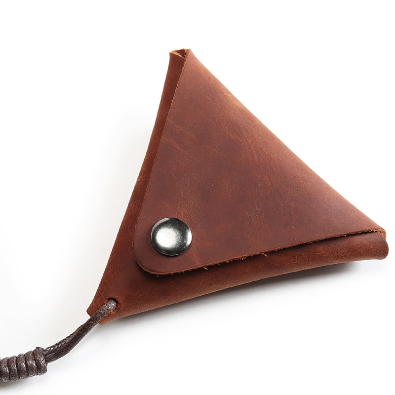 Vintage Leather Triangle Coin Holder