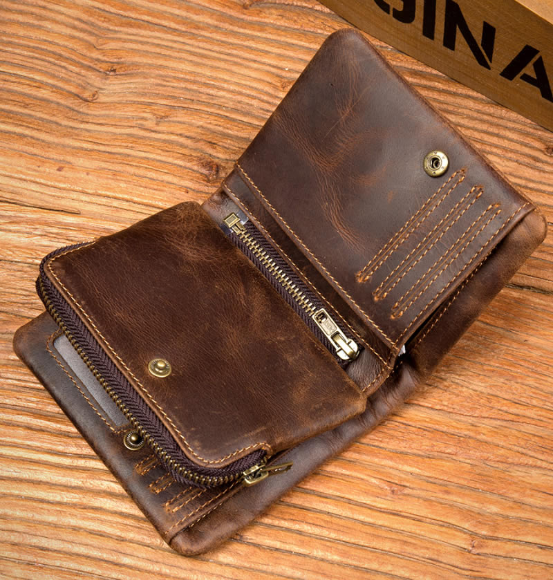 Vintage leather top money bag